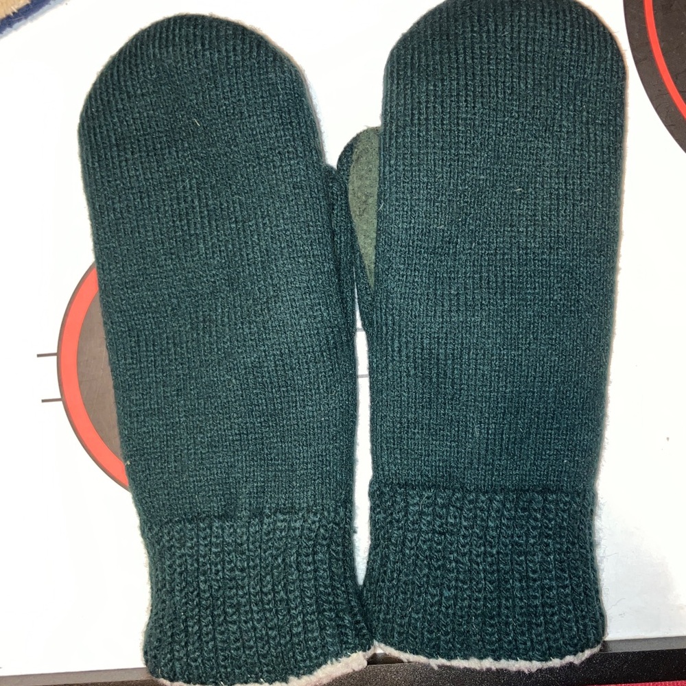 ISOTONER VINTAGE WOMENS WARMEST KNIT MITTENS W FAUX LEATHER PALMS